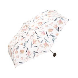 [2025] Wpc. 6703-175-002 Folding Umbrella, Floating Tulip Mini Off Rain Umbrella, Rain or Shine, Commuting to Work, School, Travel, Stylish, Cute, Women's, Floral Pattern, Clear x Gold Handle