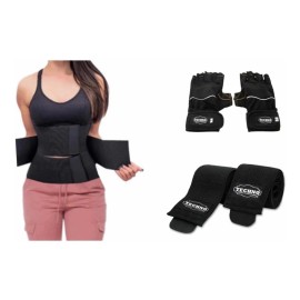 Faja Tres Velcros + Vendas De Rodilla + Guantes