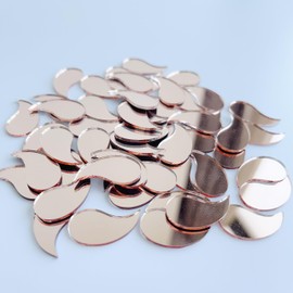 NUO RUI Set of 100 Mini Mango Shape Shisha Mirrors for Lippan Art, Crafts, Embroidery, Scrapbooking, and Home Decor (Rose Gold)
