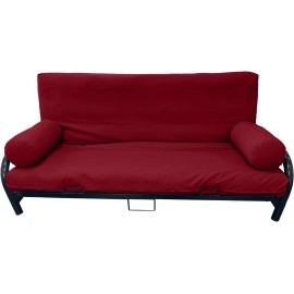 Danfuton 3 PCS Full Size Futon Mattress Cover, Bolsters, Bed Slipcovers Red