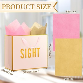Kolldenn 5 Senses Gift Bags for Him Her Five Senses Gift Bag with Ribbon Handles and Tissue Paper Present Wrappings for Valentine Wedding Birthday Mothers Day(Pink,11.8 x 10 x 4 Inch)