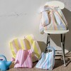 Cute Character Pattern Foldable Tote Shopper Bag with Portable Mini Pouch R42 One Size/Honeydew Melon Stripe 20ea