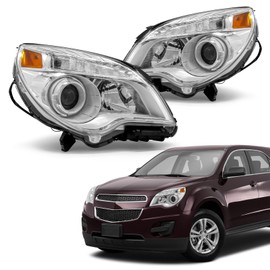 AXLAHA Headlight Compatible with 2010 2011 2012 2013 2014 2015 Chevy Equinox LS/LT Clear Lens Chrome Housing Amber Reflector Headlamp Replacement with Projector