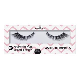 Essence Lashes to Impress No. 06 Double the Fun! Volume & Length Contents: 1 Pair of False Eyelashes and Glue 1 ml