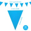 52pcs Blue Fabric Bunting, 66ft Reusable Waterproof Triangle Pennant Banner