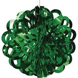 Creative Converting Hanging Party Decoration 16" Die-Cut Foil Ball, Green