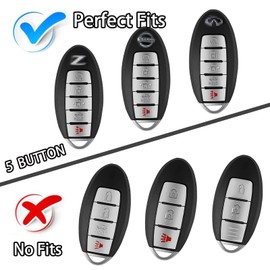 WORCAS Compatible con Infiniti JX35 Q50 Q60 QX56 QX60 QX80 5 botones funda para llavero, funda inteligente de TPU suave premium compatible con Nissan Altima Maxima (plateado y negro)