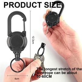 ZZHBOO Heavy Duty Retractable Key Fob, 2pcs Retractable Key Chain, Lanyard Extendable with 80cm Steel Cord for ID Badge Holder, Card Holder, Key Cards, gray