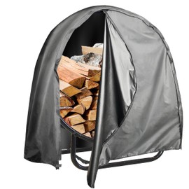 IC ICLOVER 48 Inch Firewood Log Hoop Cover Only, 600D Heavy Duty Outdoor Log Round Rack Cover, Waterproof Wood Ring Trap Pile Holder Storage Cover with Double-through Zipper & Wind Proof Buckles