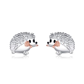 URONE Hedgehog Earrings 925 Sterling Silver Hedgehog Stud Earrings for Women Cute Hedgehogs Jewellery Gifts for Women