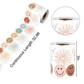 Whaline 32.8ft Boho Bulletin Board Borders Colorful Smile Face Firework Die-Cut Rolled Border Trim for Classroom Office Chalkboard Decoration