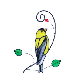 Cute Birds Sun Catcher Bird Stained Glass Window Hangings for Window Home Decor (Goldfinch)