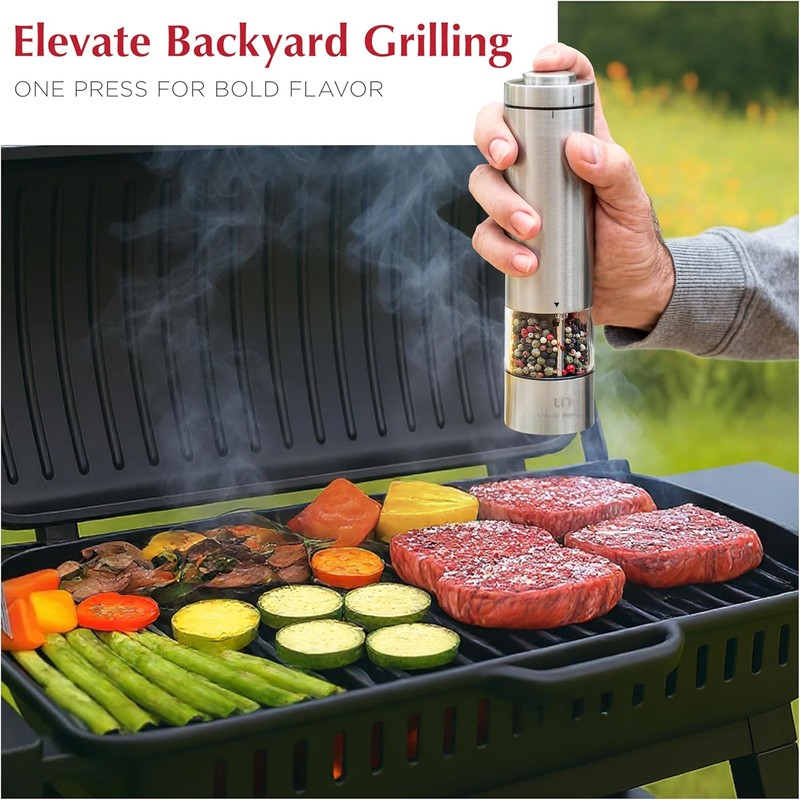 Electric Salt and Pepper Grinder - Battery Operated Stainless Steel