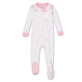 HonestBaby Baby Organic Cotton Snug-fit Footed Pajamas Toddler Sleepers, Love Dot, 18 Months