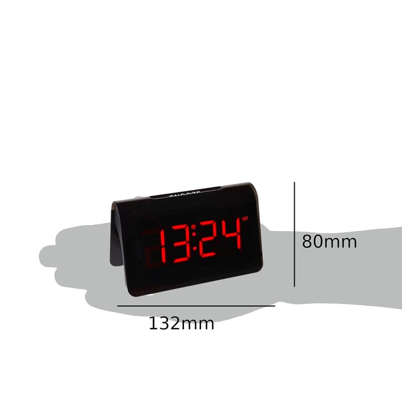 TFA Dostmann ICON 60.2543 Digital Radio-Controlled Alarm Clock, Plastic, Black,