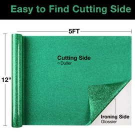 TORC Green Glitter HTV Heat Transfer Vinyl Roll 12 inch x 5 ft Iron on Vinyl for T Shirts Crafts Christmas St. Patrick's Day Decor