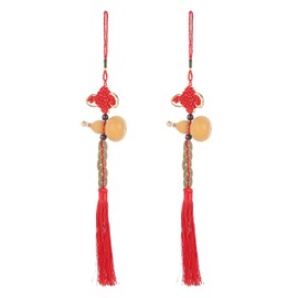 LIFKOME 2pcs Gourd Pendant Chinese Hanging Gourd Five Emperor Coin Tassel Gourd Charms Keychain Lanyard Chinese Knot Tassel Bag Charm Wu Womens Purse Door Pendant Copper Wood Man Lucky