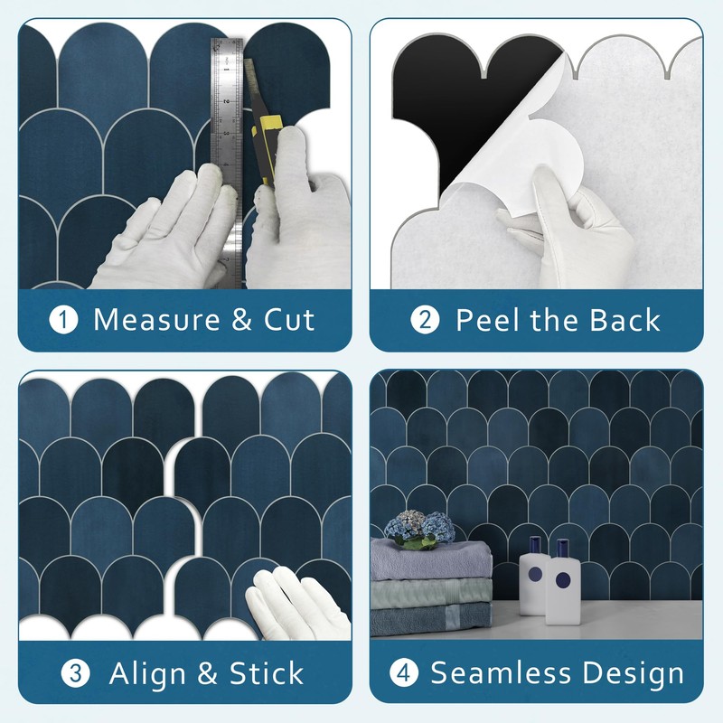 SUNWINGS 10-Sheet Fish Scale Peel and Stick Backsplash Tile, 11.4''