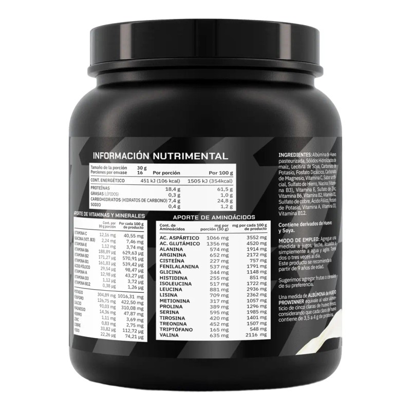 Suplemento Albumina Huevo 500 Prowinner Natural