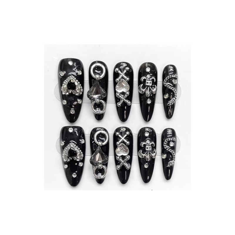 Nail Tip, 3D, Long, Blue, Red, Pink, Black, Popular, Korean,