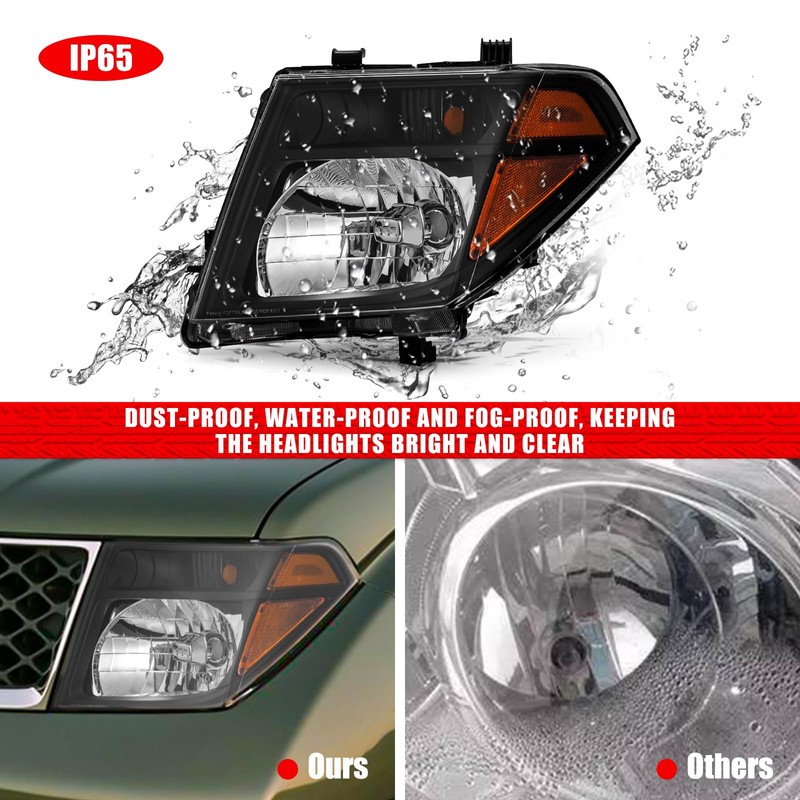 for 2005-2008 Nissan Frontier Headlight Assembly/2005-2007 Pathfinder Black Headlight Driver