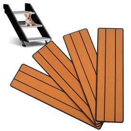 OCEANBROAD EVA Foam RV Step Cover 24''L x 6.5''W 4 Pack with Self Adhesive for Ladders Trailers Truck Campers RV Steps Treads, Brown
