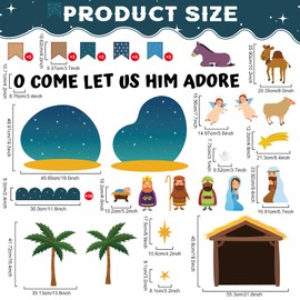 Justforjoyful Christmas Nativity Bulletin Board Set Christian Jesus Birth Christmas Classroom Decorations Religious Xmas Cut-Outs for Sunday School Chalkboard Wall Border Church Winter Holiday Decor