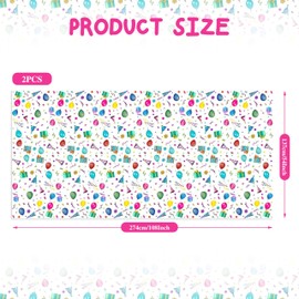 VEHYEGOI 2 Pieces Party Tablecloth, Kids Birthday Tablecloth, Party Tablecloth, Holiday Tablecloth, Happy Birthday Tablecloth Table Decoration