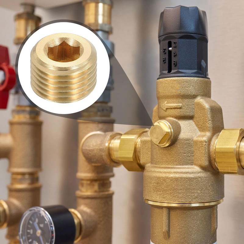 sourcing map 4Pcs Brass Pipe Plug Fitting, 1/4" BSP Male