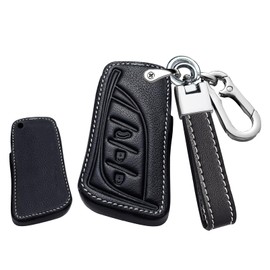 TECART Car Key Case Leather Key Case Fits Lexus ES250 ES300h ES350 NX250 NX350 NX350h NX450h+ LX600 3 Buttons Key Case Key Box Cover Key Fob Leather Black