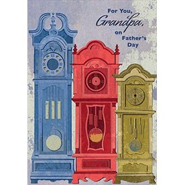 Designer Greetings Blue, Red and Olive Grandfather Clocks Father's Day Card for Grandpa