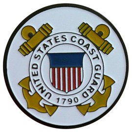 Two Sided Coast Guard Golf Ball Marker with USA Hat Clip