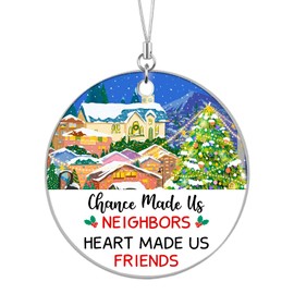 Neighbor Gifts Christmas Ornaments 2024 Christmas Tree Decoration Ceramic Ornament Birthday Gifts for Neighborhood Friends Women Christmas Decorations Indoor Vintage Christmas Decor