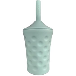 Lucky Love Silicone Sippy Cup With Straw | Easy Grip Baby Cups 6-12 Months + Toddler Cups Spill Proof With Lid & Straw (Single - Green Grip Silicone Cup)
