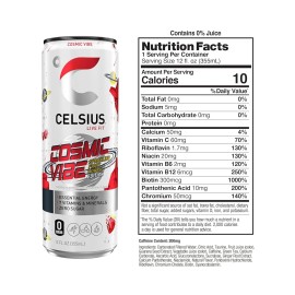 CELSIUS COSMIC VIBE Sparkling Fruit Punch, Sugar Free Energy Drink, 12 Fl Oz
