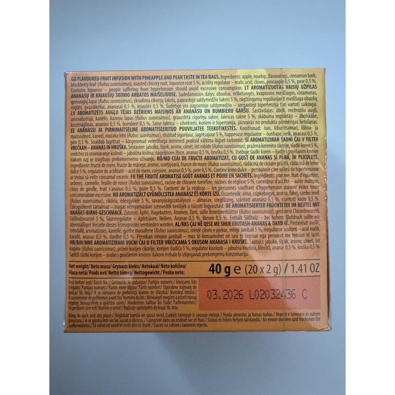 Loyd Fruit Tea Pineapple & Pear Flavored, 20 teabags (Pack