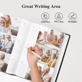 Vienrose Photo Album 4x6 300 Photos with Memo Area Leather Cover Large Capacity Slip-in Pictures Book for Wedding Baby Vacation, Grey