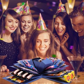 Explosion Gift Box, DIY Surprise 5 Layer Snack Explosion Box Creative Scrapbooking Case Gift for Birthdays, Wedding, Mother's Day, Anniversaries, Valentine's Day (Blue)