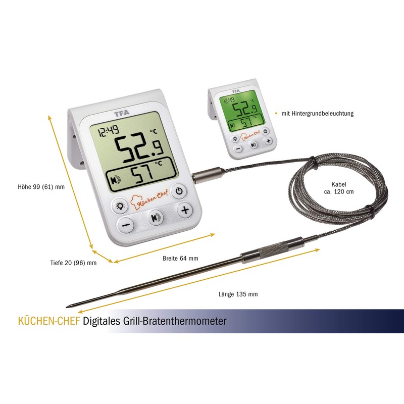 TFA Dostmann 14.1510.02 Kitchen-Chef Digital Meat And Oven Thermometer with