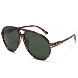 Cyxus Oversized Aviator Sunglasses for Women Men Classic 70s Vintage Tangle Free Aviators Sun Glasses（1294G03 Green）