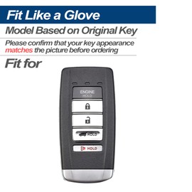 INFIPAR Fit for Acura MDX RDX RLX ILX TLX Key Fob Cover Case Genuine Leather Smart Keyless Entry Protector KR537924100, with Key Chain (5-Button with Engine Hold, Black)