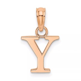 GlittersandGold 14K Rose Gold Polished Block Letter Y Initial Pendant Bracelet Necklace