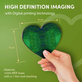 Destination Vinyl ltd Great Coasters (Set of 4) Heart - Emerald Green Tie Dye Rustic Drink Glossy Coasters/Tabletop Protection for Any Table Type #16506