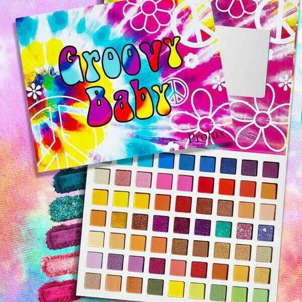 Prolux Groovy Baby 63 Colors Eyeshadow Palette Neon, Bright, Glitter Eye Shadow