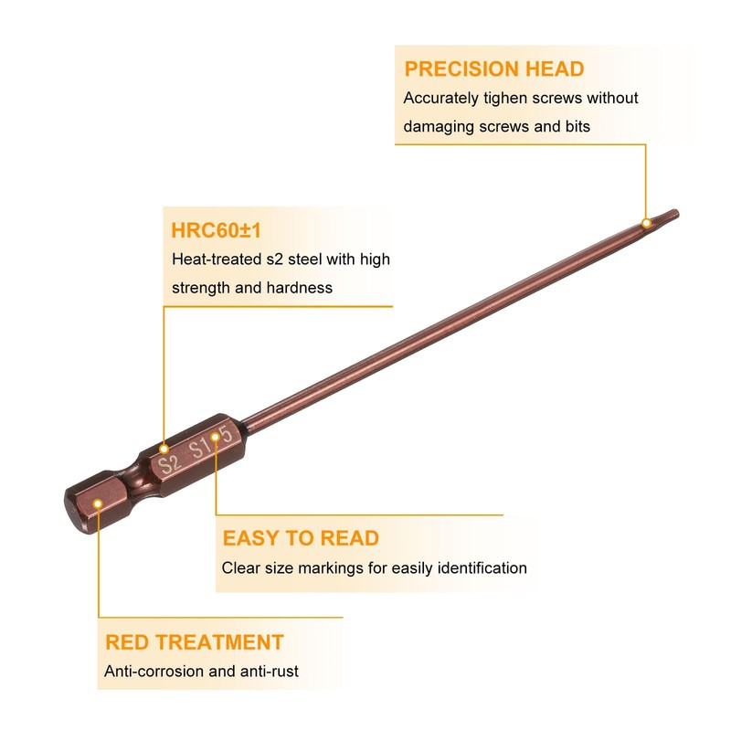 sourcing map 7pcs Hex Head Wrench Drill Bit 1.5/2/2.5/3/4/5/6mm Metric