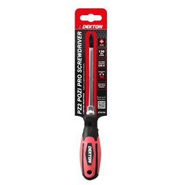 Dekton Pozi Pro Screwdriver NO2 x 130MM | Durable CR-V Steel Construction | Magnetic Tip for Easy Screw Pick-Up | Non-Slip Rubber Handle for Improved Grip and Control |Ideal for DIY & Home Improvement