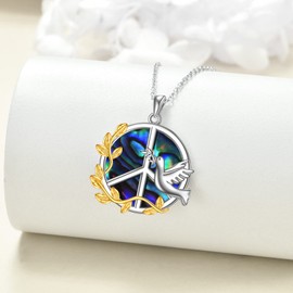 YFN Peace Sign Necklace Sterling Silver Dove Birds Faith Hope Love Pendant Jewelry 18"