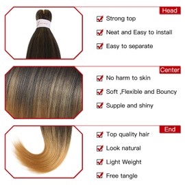 Xtrend 26 Inch EZ Braids 8 Packs Ombre Pre-Stretched Easy Braiding Hair Extensions for Box Braids Hair Itch Free Hot Water Setting Synthetic Fibre Hair Extensions 1B/30/27#