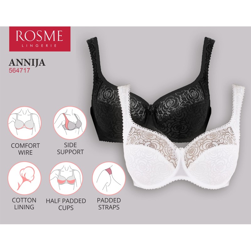 Rosme Womens Half Padded Bra, Collection Annija, Beige, Size 42DD
