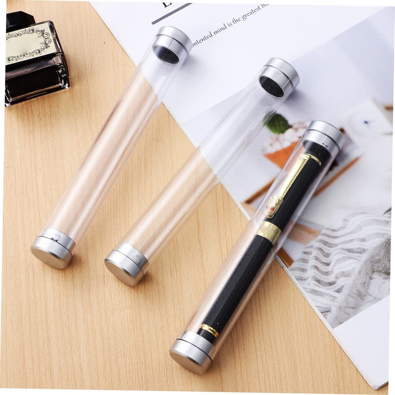 NOLITOY 2sets Cylinder Tube Pen Containers Acrylic Pen Display for